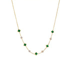 Gold Emerald Geometric Station Necklace