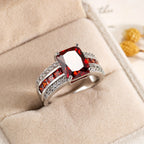 Silver Ruby Split-Shank Ring