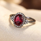 Silver Ruby Halo Ring