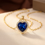 Gold Sapphire Heart Necklace