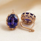 Gold Amethyst Crown Earrings