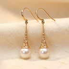 Gold Filigree Pearl Drop Earrings