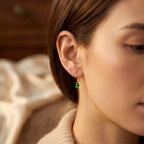 Gold Emerald Teardrop Drop Earrings