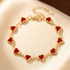 Gold Ruby Heart Chain Bracelet
