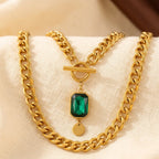 Gold Emerald Chain Necklace