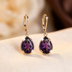 Gold Amethyst Teardrop Earrings